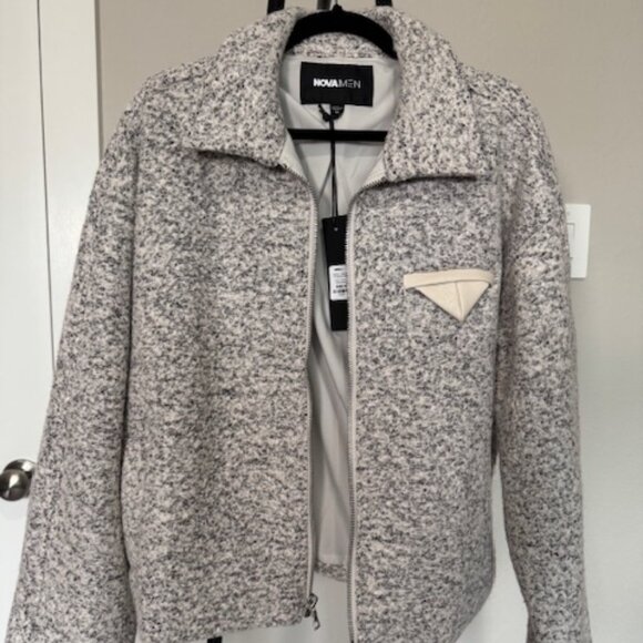Fashion Nova Men Textured Zip-Up Jacket – Heathered Gray - Picture 1 of 4